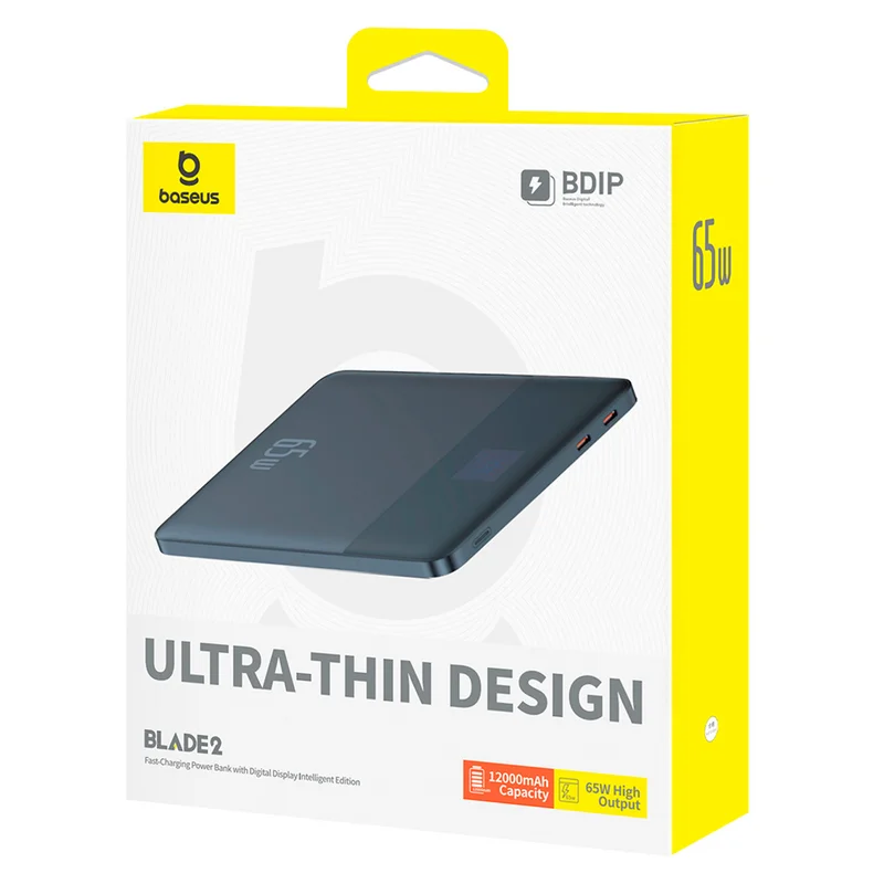 Внешний аккумулятор Baseus, Blade2 12000mAh 65W+каб, Black (BAS-P1006380132300) 7