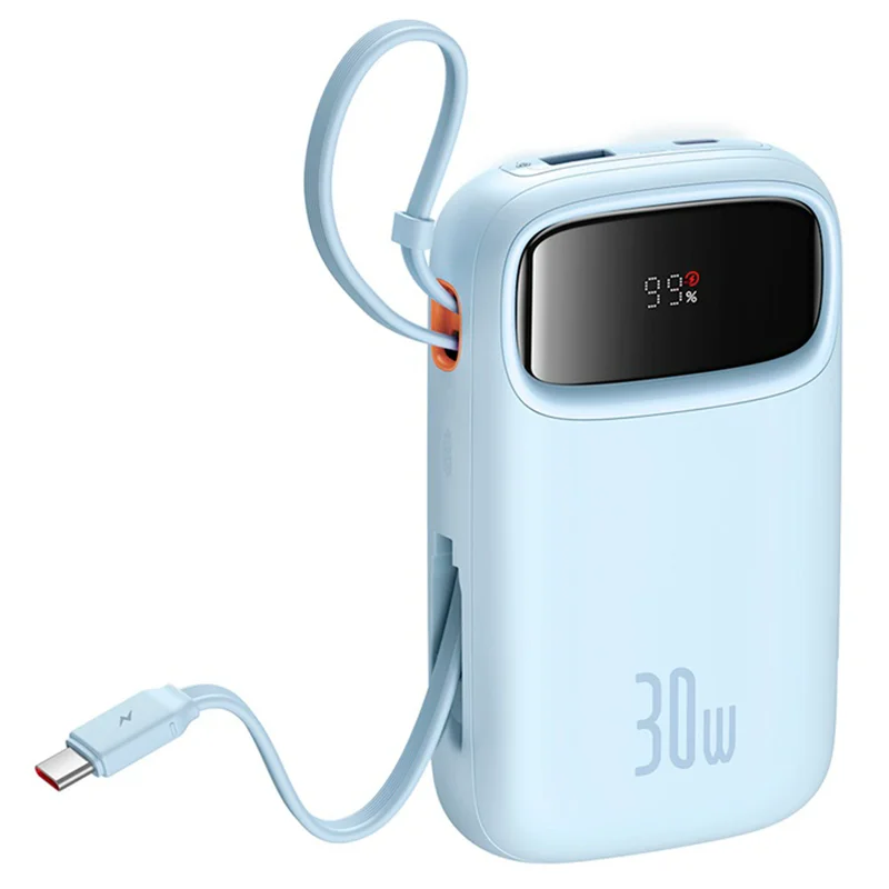 Внешний аккумулятор Baseus, QPow2 DGT 10000mAh+2 вс.каб 30W, Blue (BAS-P1005500831300) 3