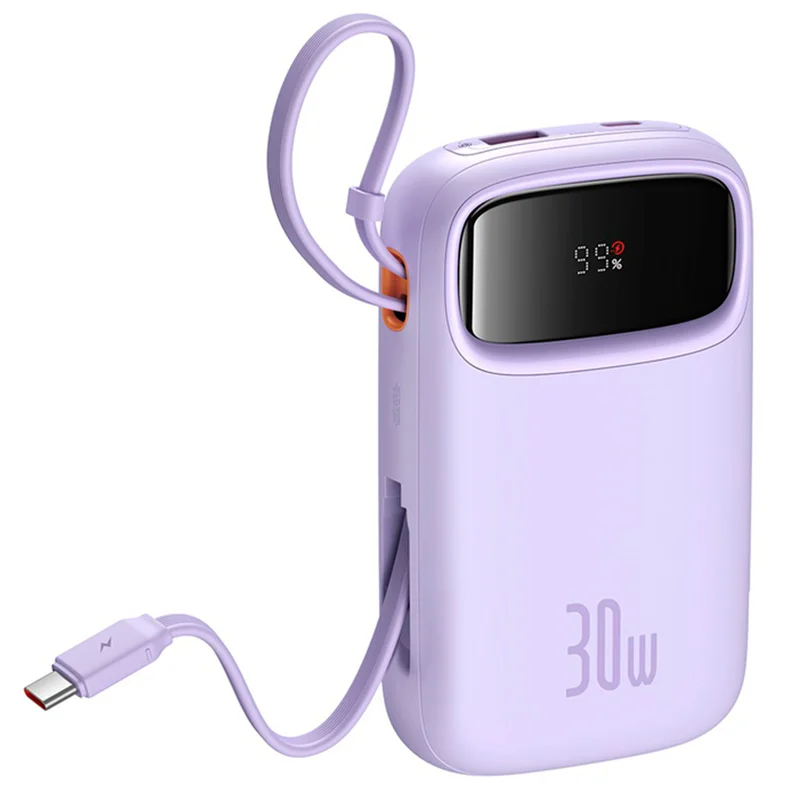 Внешний аккумулятор Baseus, QPow2 DGT 10000mAh+2 вс.каб 30W, Violet (BAS-P1005500851300) 3