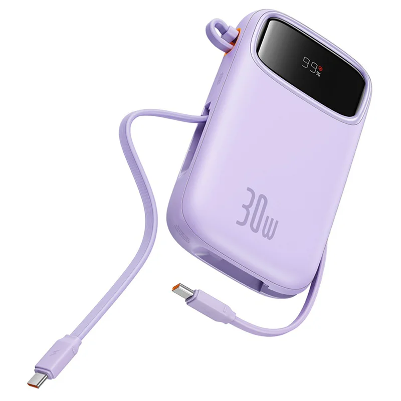 Внешний аккумулятор Baseus, QPow2 DGT 10000mAh+2 вс.каб 30W, Violet (BAS-P1005500851300) 4