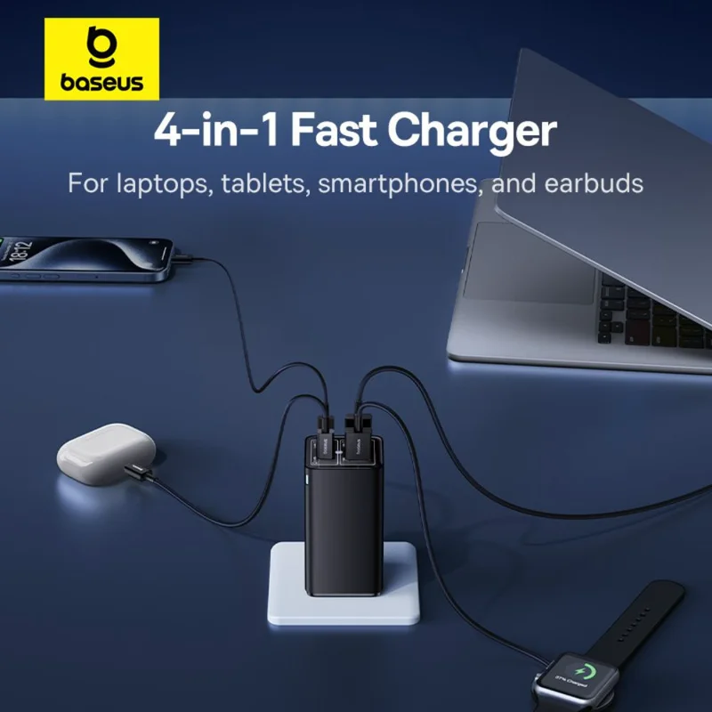 Адаптер питания Baseus, GaN6 USB-C*2+A*2 100W с каб, Black (BAS-P1016270511200) 16