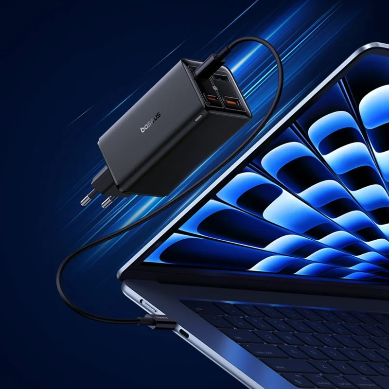 Адаптер питания Baseus, GaN6 USB-C*2+A*2 100W с каб, Black (BAS-P1016270511200) 2