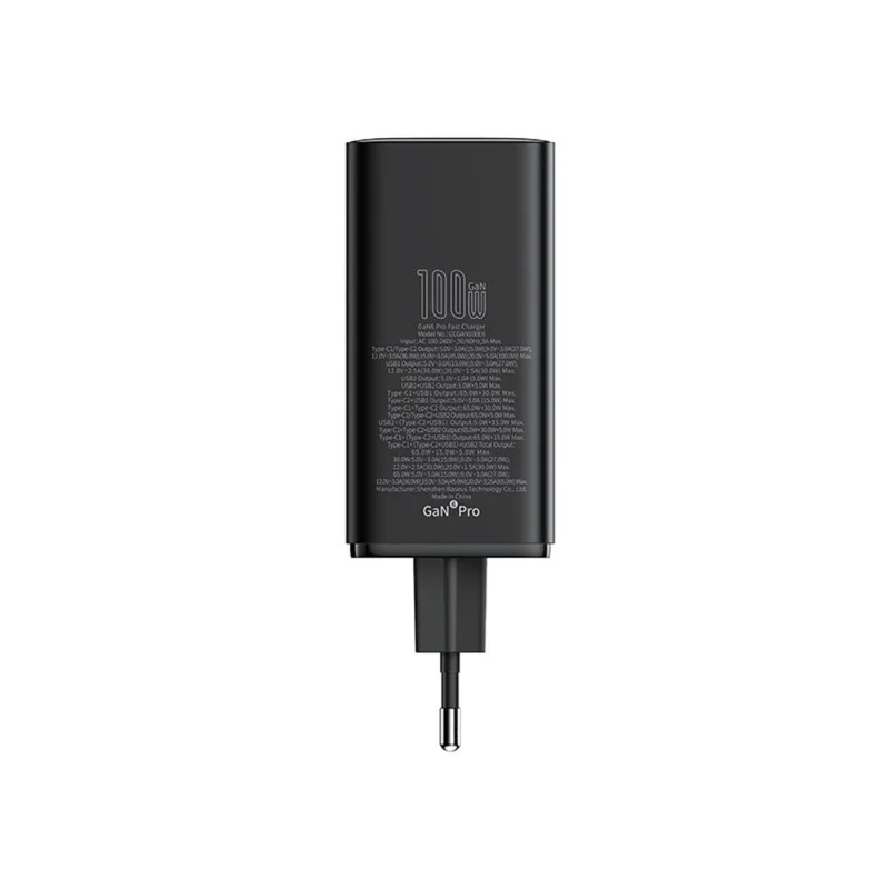 Адаптер питания Baseus, GaN6 USB-C*2+A*2 100W с каб, Black (BAS-P1016270511200) 7
