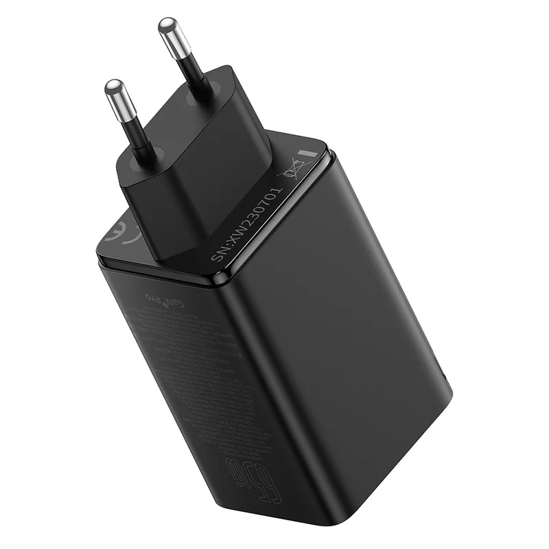 Адаптер питания Baseus, GaN6 Pro USB-2C+2A 65W с каб, Black (BAS-P1016270111300) 4