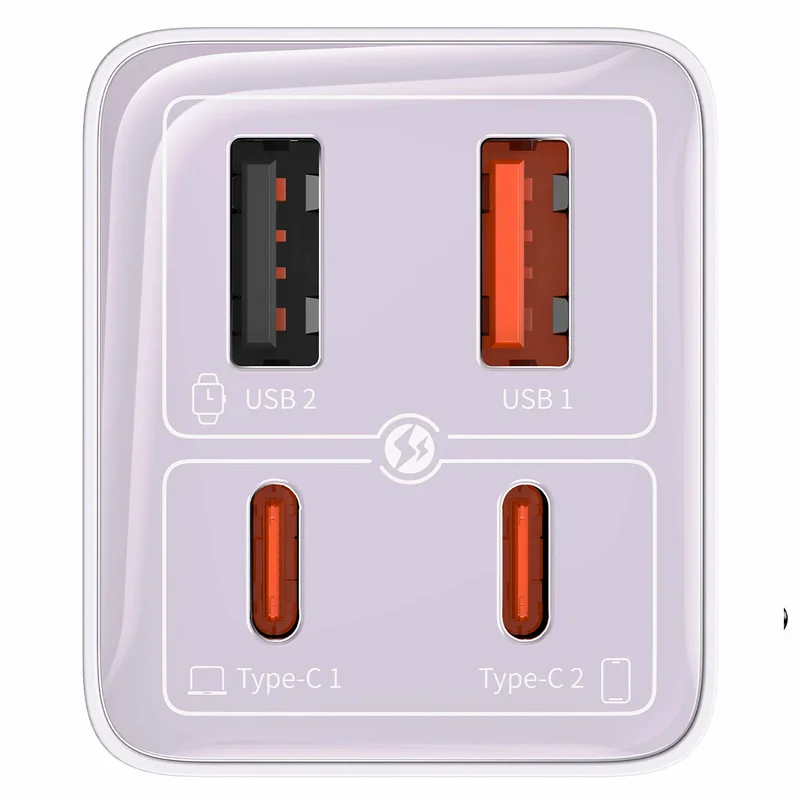 Адаптер питания Baseus, GaN6 Pro USB-2C+2A 65W с каб, Violet (BAS-P1016270153300) 3