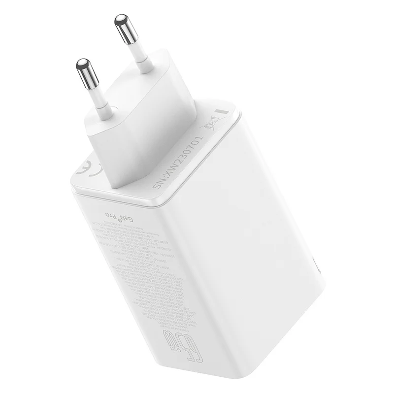 Адаптер питания Baseus, GaN6 Pro USB-2C+2A 65W с каб, White (BAS-P1016270121300) 5