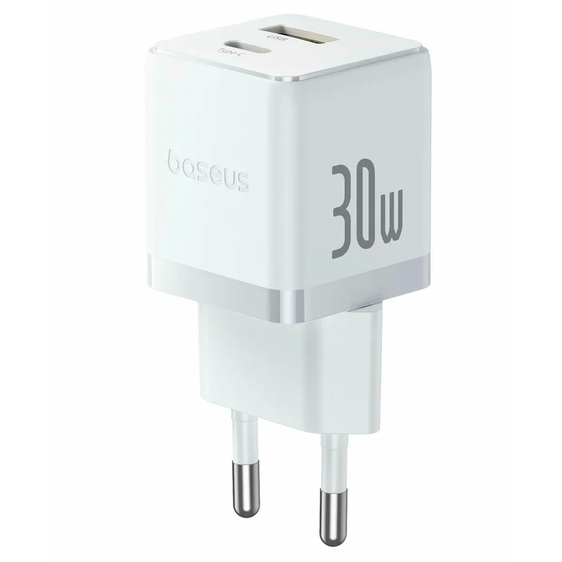 Адаптер питания Baseus, Palm USB-C+A 30W с каб, White (BAS-P1011160A21301) 2