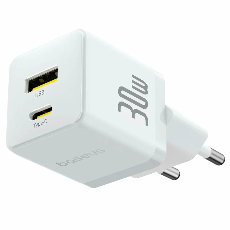 Адаптер питания Baseus, Palm USB-C+A 30W с каб, White (BAS-P1011160A21301) 4