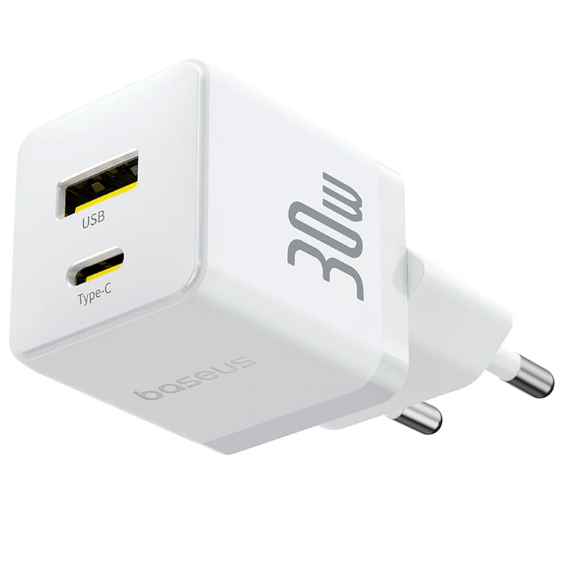 Адаптер питания Baseus, Palm USB-C+A 30W, White (BAS-P1011160A21300) 4