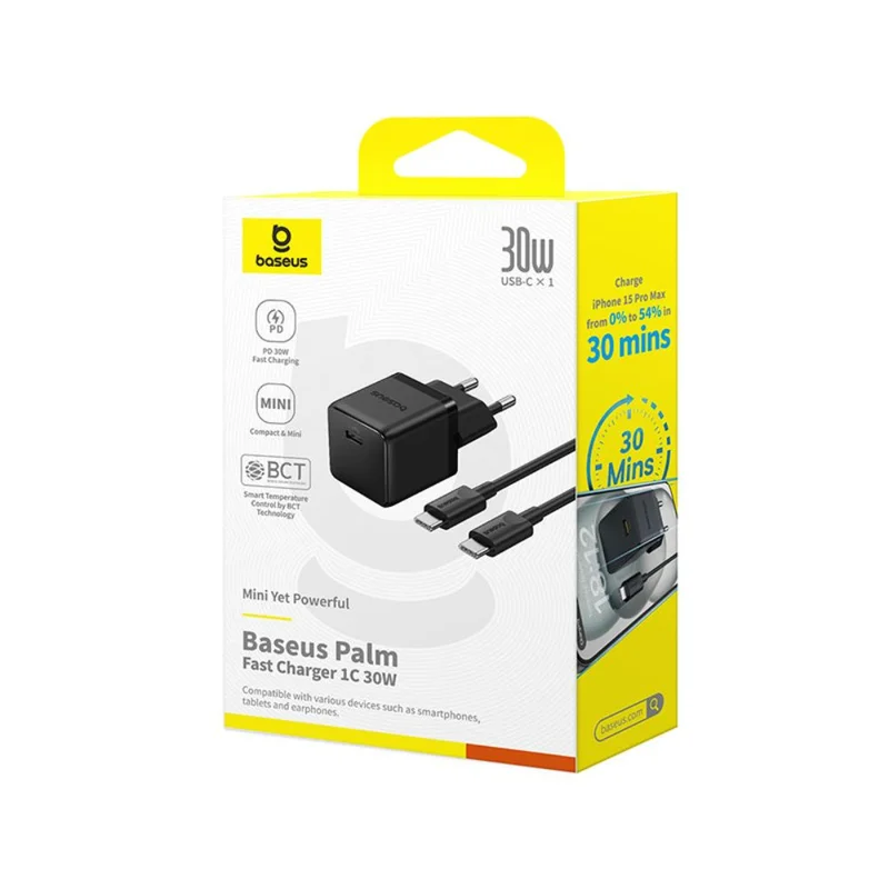 Адаптер питания Baseus, Palm USB-C 30W с каб, Black (BAS-P1011160511301) 16