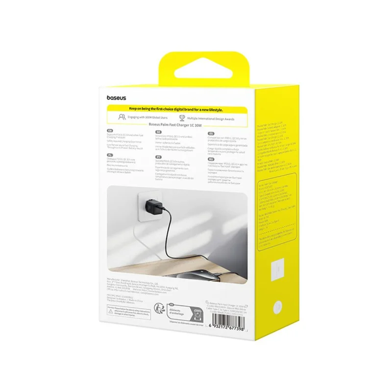Адаптер питания Baseus, Palm USB-C 30W с каб, Black (BAS-P1011160511301) 17