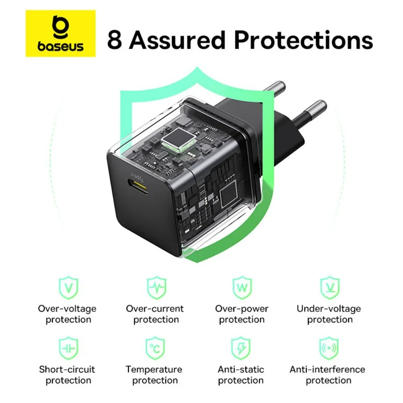 Адаптер питания Baseus, Palm USB-C 30W с каб, Black (BAS-P1011160511301) 6