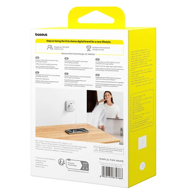 Адаптер питания Baseus, Palm USB-C 30W, White (BAS-P1011160521300) 9