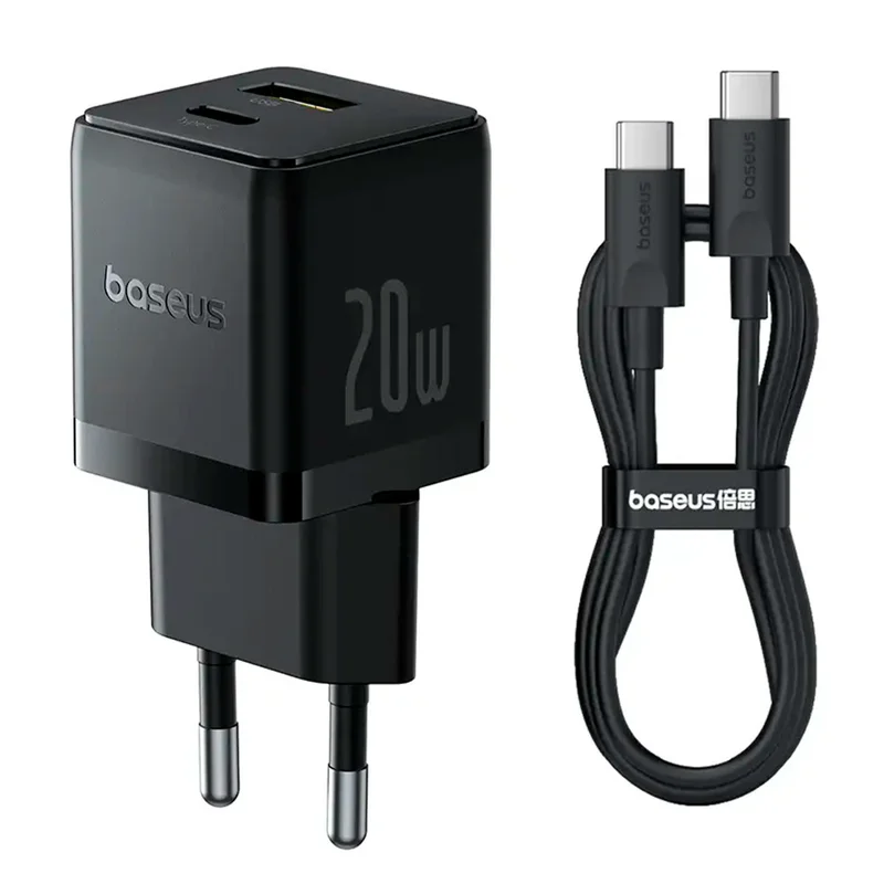 Адаптер питания Baseus, Palm USB-C+A 20W с каб, Black (BAS-P1011160811301) 4