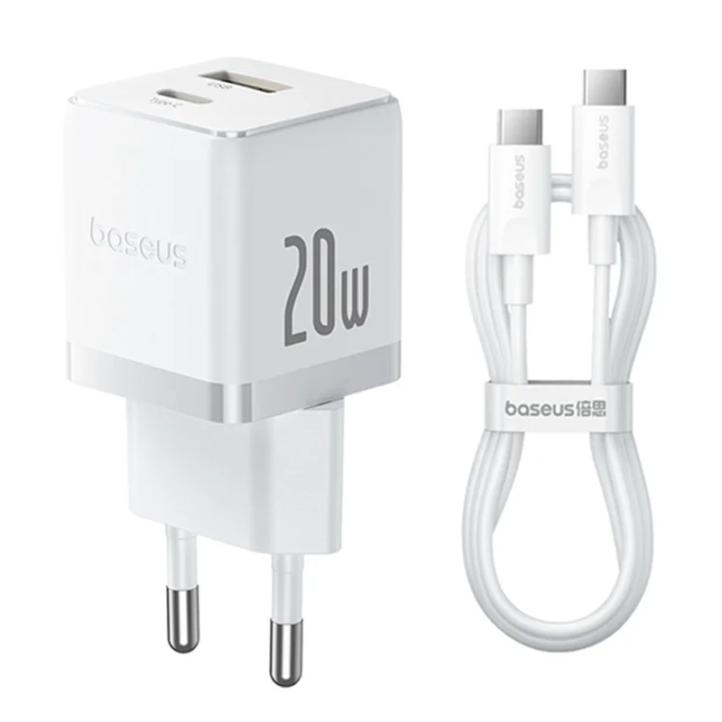 Адаптер питания Baseus, Palm USB-C+A 20W с каб, White (BAS-P1011160821301) 6