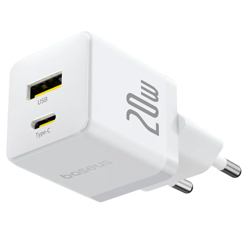 Адаптер питания Baseus, Palm USB-C+A 20W, White (BAS-P1011160821300) 4