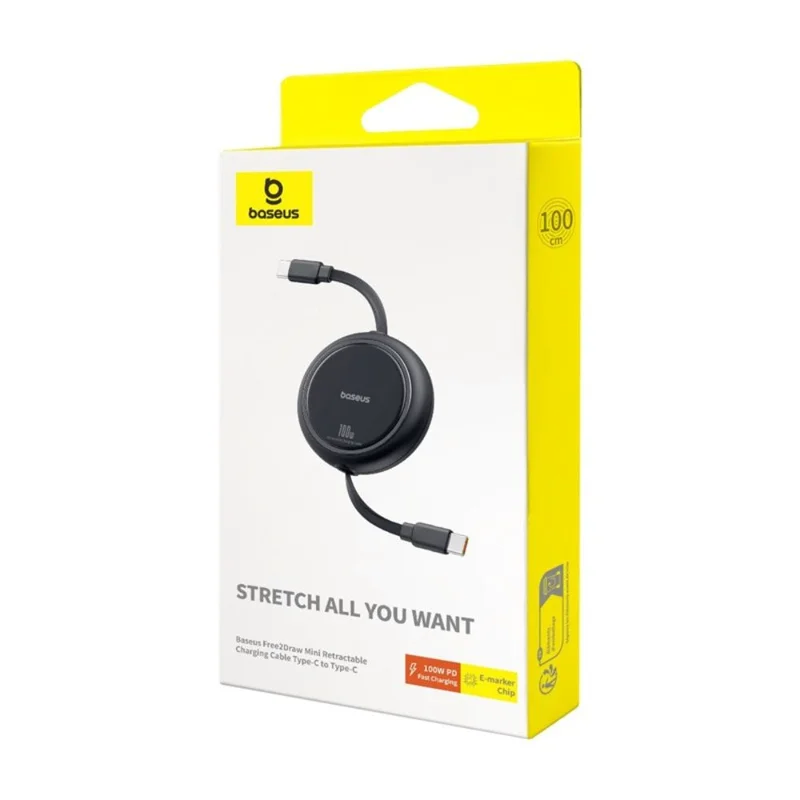 Кабель Baseus, USB-C->C F2D 100W retr.1m, Black (BAS-P1036450011100) 9