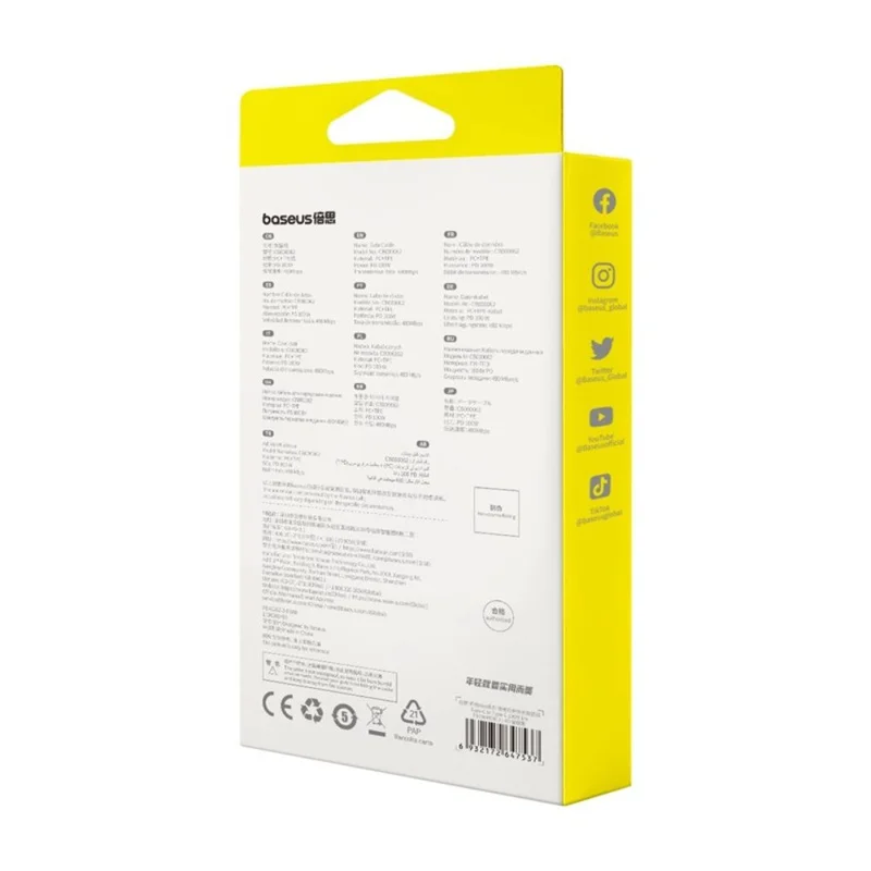 Кабель Baseus, USB-C->C F2D 100W retr.1m, Black (BAS-P1036450011100) 10