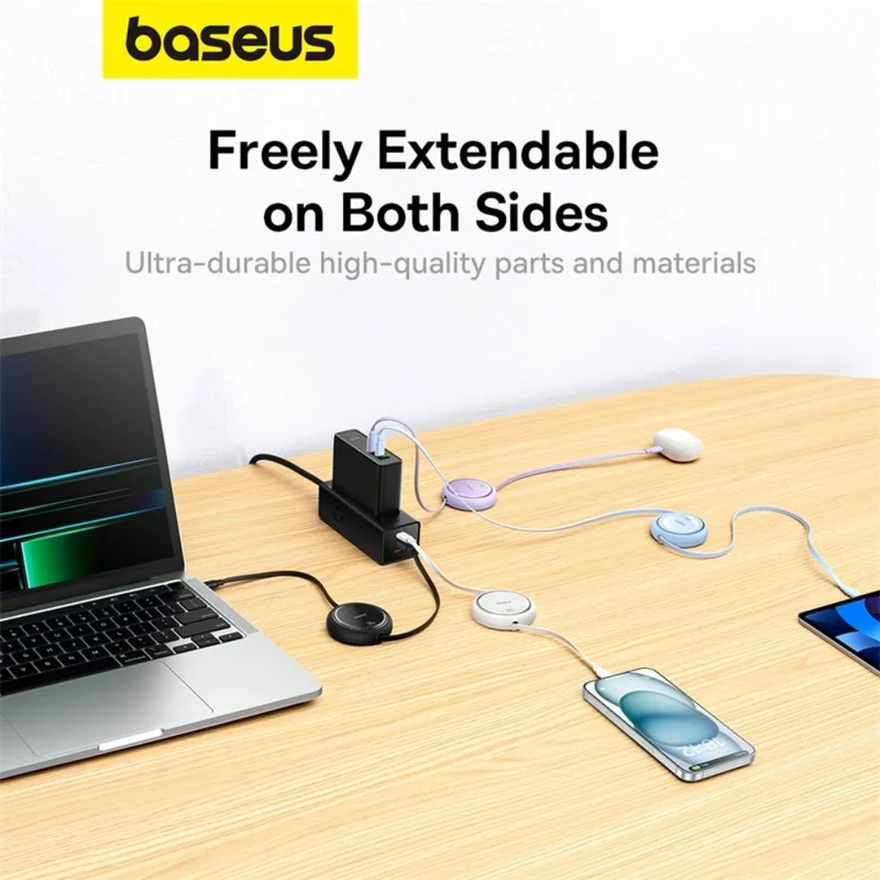 Кабель Baseus, USB-C->C F2D 100W retr.1m, Black (BAS-P1036450011100) 11