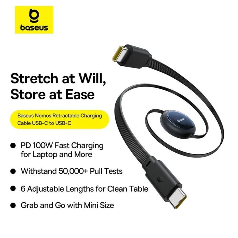 Кабель Baseus, USB-C->C NS 100W 1.5m, Black (BAS-P1037090012300)