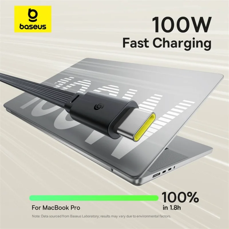 Кабель Baseus, USB-C->C NS 100W 1.5m, Black (BAS-P1037090012300) 11