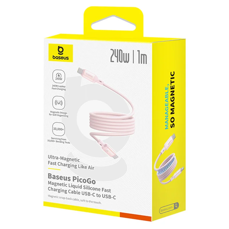 Кабель Baseus, USB-C->C PcG 240W 1m, Pink (BAS-P1037680041100) 4