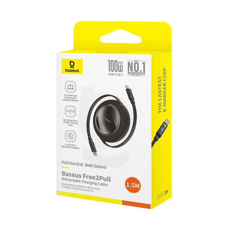 Кабель Baseus, USB-C->C F2P 100W 1.5m, Black (BAS-P1036450011300) 10