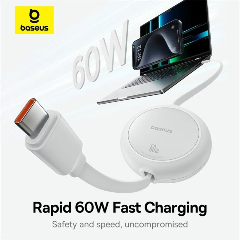 Кабель Baseus, USB-C->C F2P 60W 1m, White (BAS-P1036450021101) 11