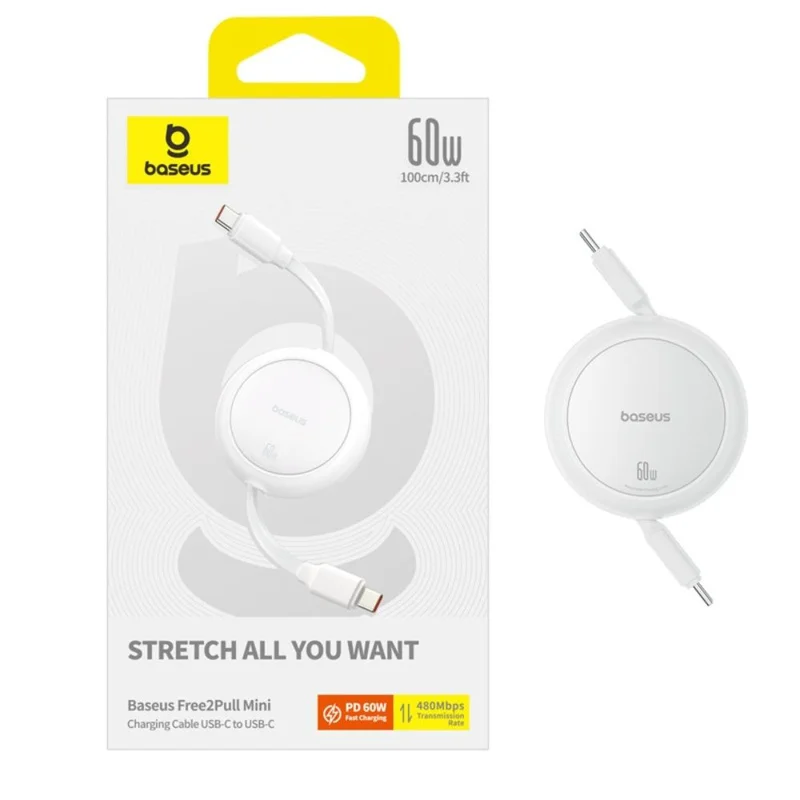 Кабель Baseus, USB-C->C F2P 60W 1m, White (BAS-P1036450021101) 6