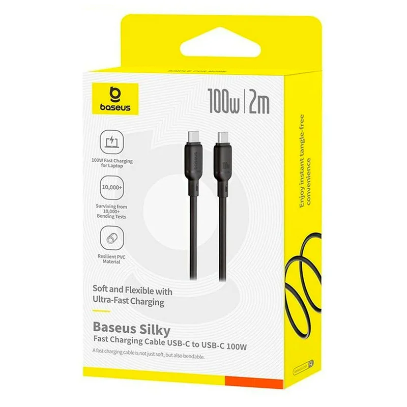 Кабель Baseus, USB-C->C SY 100W 2m, Black (BAS-P1037770411301) 5