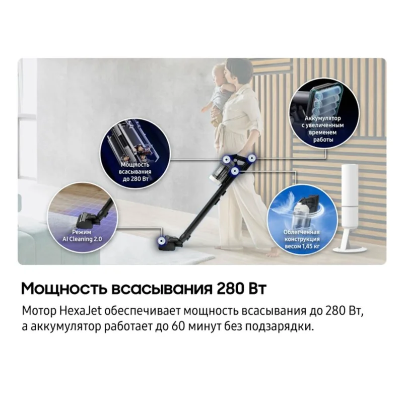 Вертикальный пылесос Samsung Bespoke AI Jet Lite Complete Extra (VS80F28DES/EV) 2