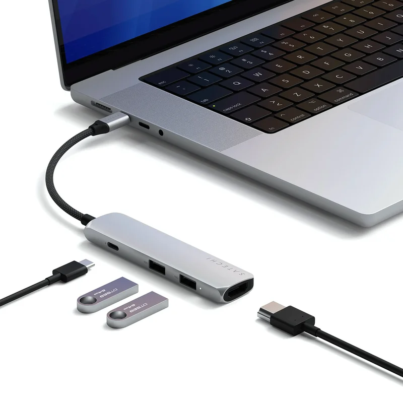 Мультипортовый адаптер Satechi Slim 4, серый 4