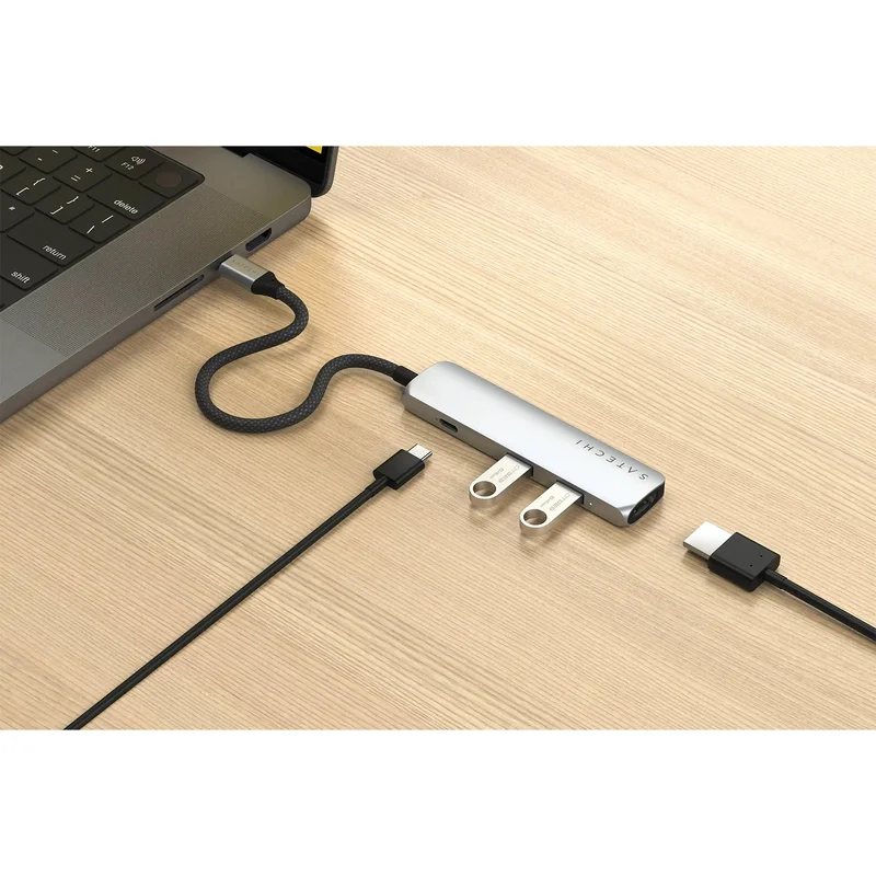 Мультипортовый адаптер Satechi Slim 4, серый 5