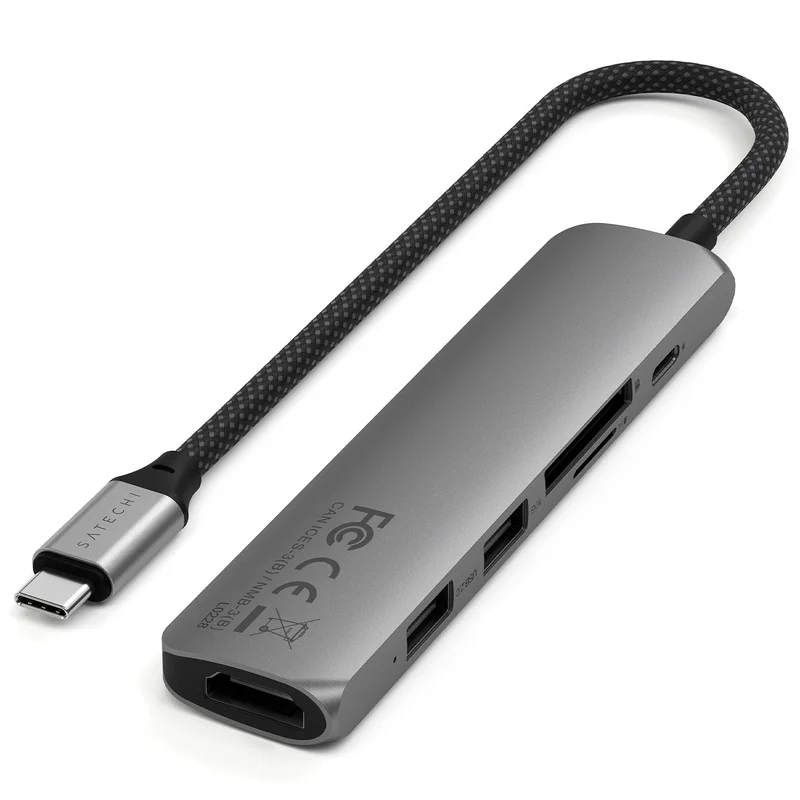 Мультипортовый адаптер Satechi Slim 6, темно-серый 3