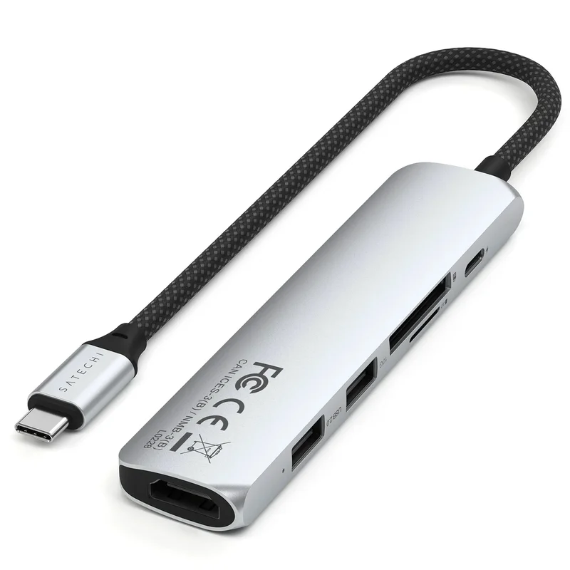 Мультипортовый адаптер Satechi Slim 6, серый 3