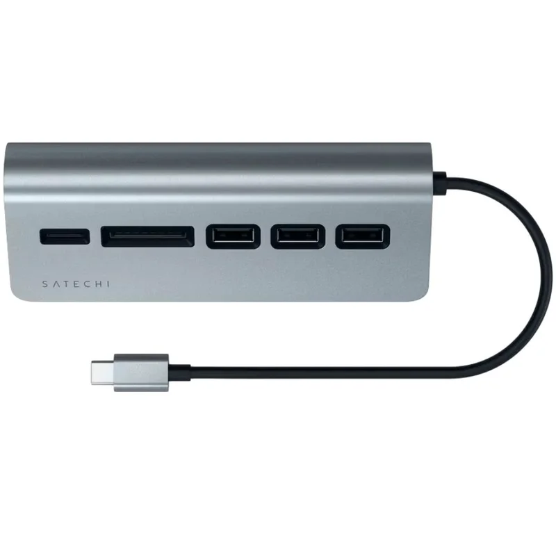 Хаб Satechi Type-C Aluminum USB 3.0 & Card Reader Space Gray 2