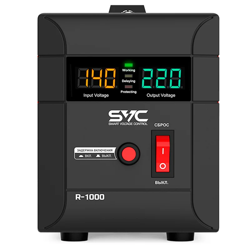 Стабилизатор SVC, R-1000, 1000ВА/1000Вт, AVR: 140-260В 2