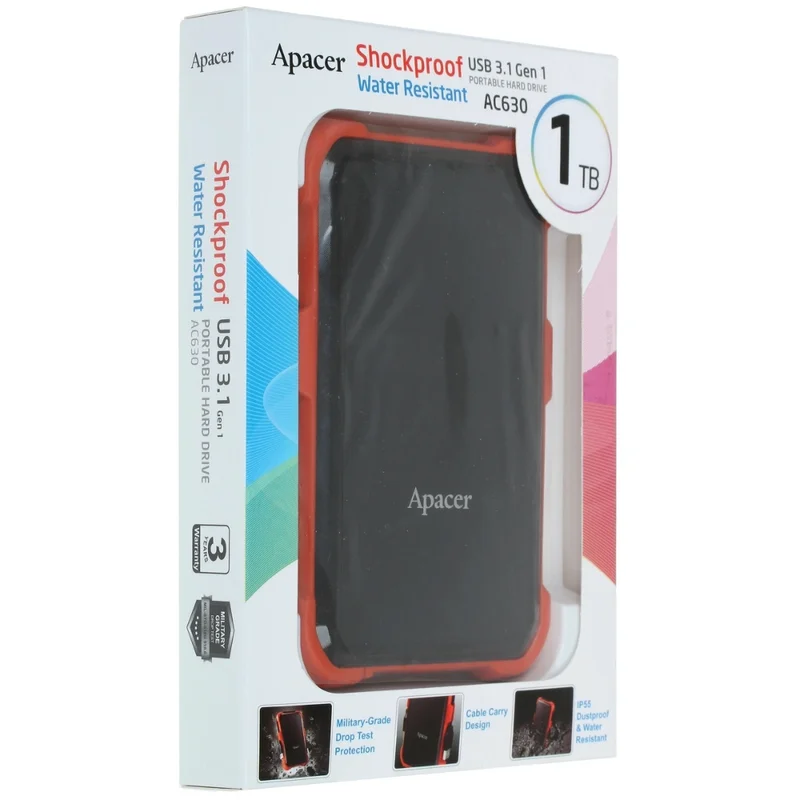 Внешний HDD 1TB 2.5" Apacer USB 3.1 Оранжевый ( AP1TBAC630T-1) 7