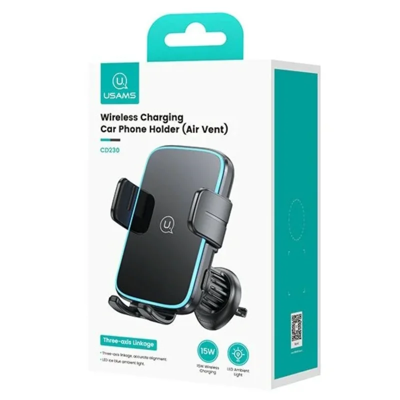 Автомобильный держатель USAMS + Беспроводная зарядка 15W, (CD230ZJ01) 2