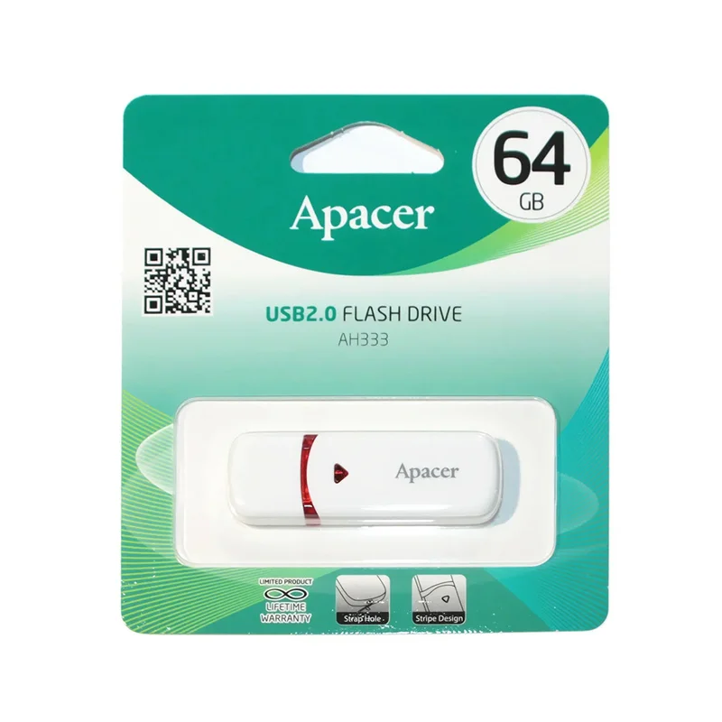 USB-накопитель 64GB Apacer AH333, 2.0, White (AP64GAH333W-1) 3