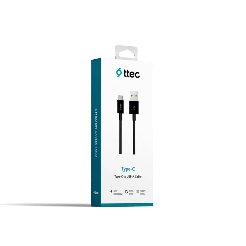 Кабель ttec USB-A - USB-C Charge /Data Cable 2.0, 1.2 м Black (2DK12S) 2