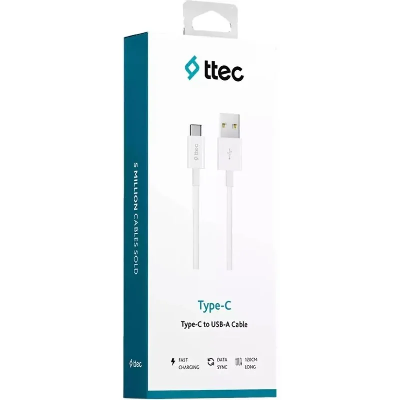 Кабель ttec USB-A - USB-C Charge /Data Cable 2.0, 1.2 м White (2DK12B) 2
