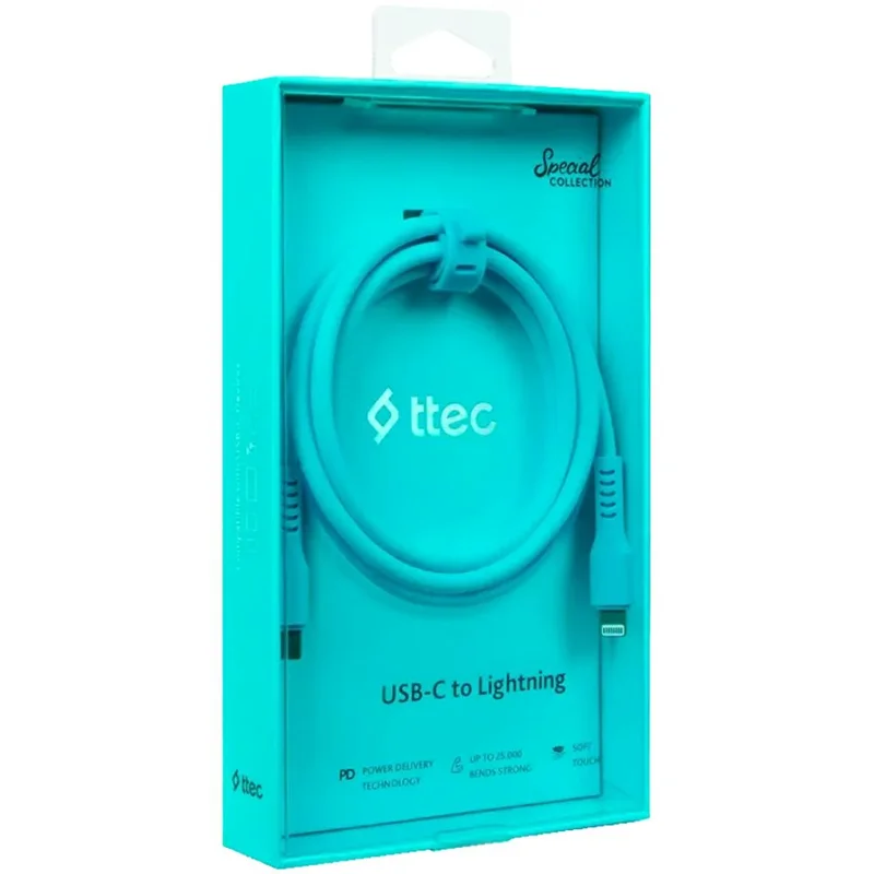 Кабель ttec USB-C - Lighting 60ВТ PD/QC Fast Charge 1.2 м Blue Neon (2DK60NM) 3