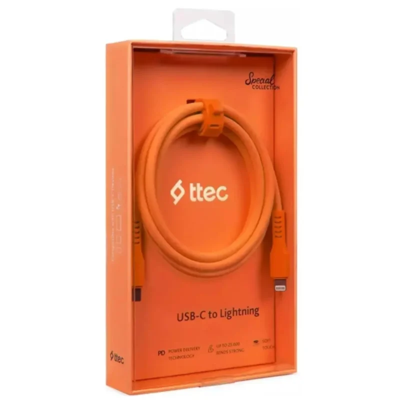 Кабель ttec USB-C -  Lighting 60ВТ PD/QC Fast Charge 1.2 м Orange Neon (2DK60NT) 4