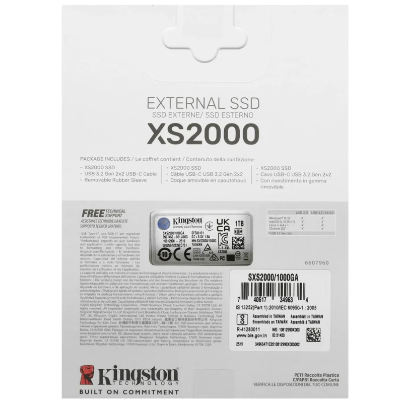 Внешний SSD 1TB Kingston SXS2000 USB-A 3.2 Black (SXS1000/1000GA) 5