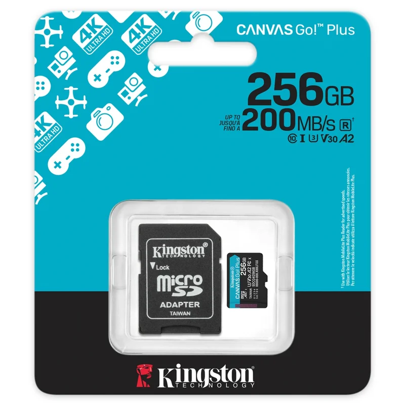 Карта памяти MicroSD 256GB Kingston Canvas Go, Class 10 + SD Adapter (SDCG4/256GB) 3