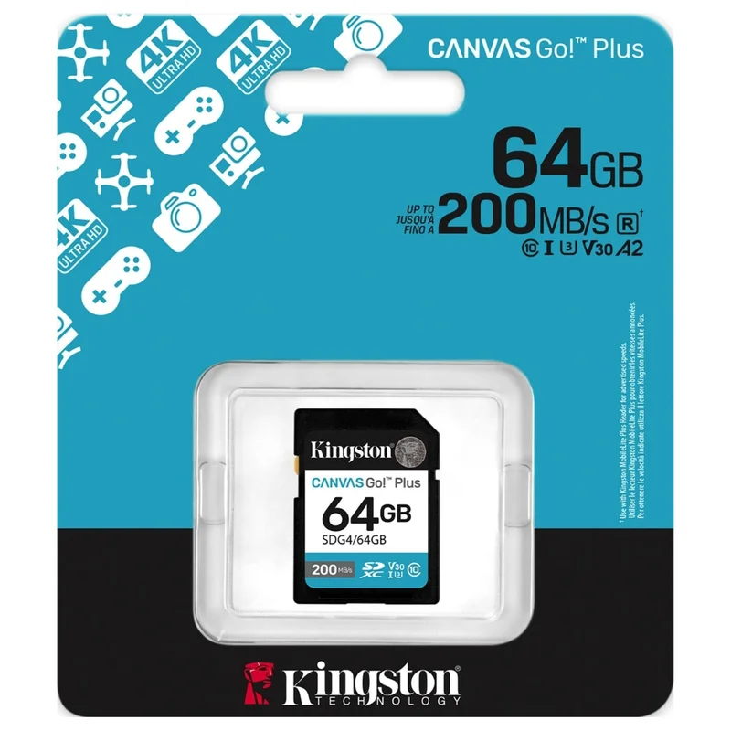 Карта памяти SD 128GB Kingston Canvas Go, Class 10 (SDG4/128GB) 3