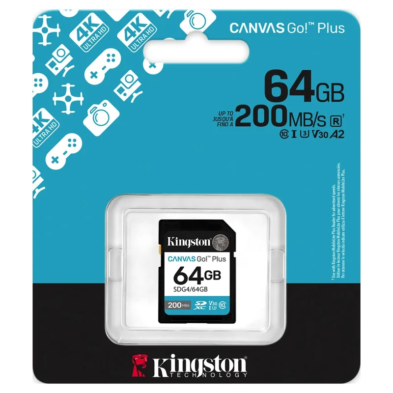 Карта памяти SD 64GB Kingston Canvas Go, Class 10 (SDG4/64GB) 3
