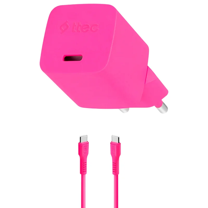 Адаптер и кабель  ttec SmartCharger GAN 20W PD Travel Fast Charger + USB-C - USB-C 3A Cable 120cm, Р