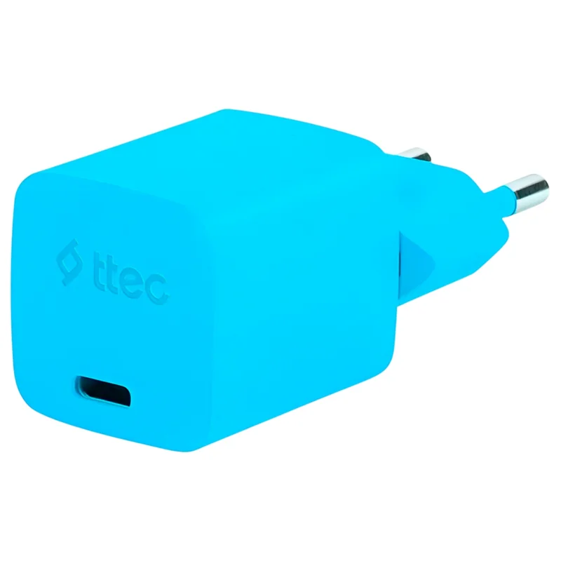 Адаптер и кабель  ttec SmartCharger GAN 20W PD Travel Fast Charger + USB-C - USB-C 3A Cable 120cm, С 2